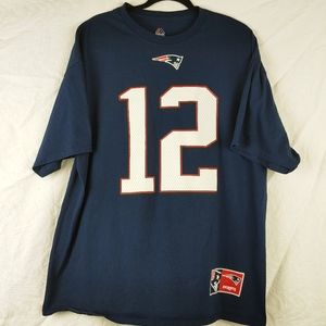 Brady #12 Patriots Shirt Dark Blue 2XL Majestic